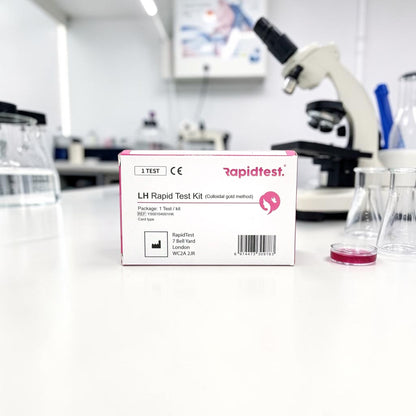 LH Test Kit for home use on lab counter - Check your fertility and LH hormone levels today - STIhealthcheck.com