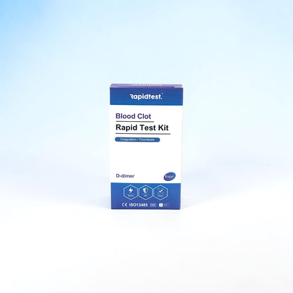 Rapidtest Blood Clot Rapid Test Kit box on a light blue background - D-dimer Test Kit